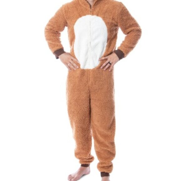 Rudolph The Red-Nosed Reindeer Adult Faux Fleece One Piece Pajama - Picture 2 of 4